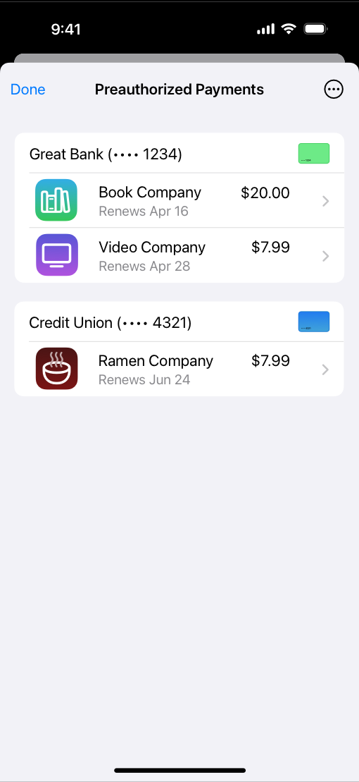 iPhone 屏幕上显示了已完成和即将完成订单的历史记录。